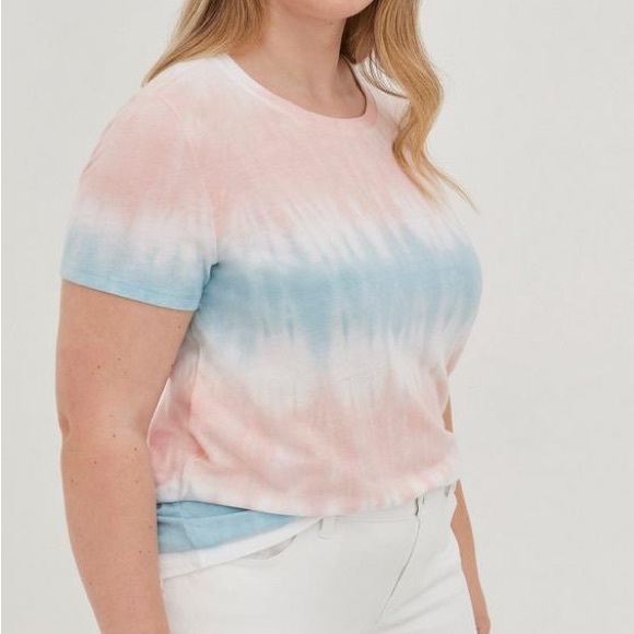Torrid Pink and Blue Vintage Triblend Crew Neck Short Sleeve Tee - Picture 1 of 5